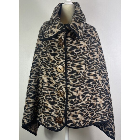 Leopard Animal Print Shawl Cape Kimono Poncho Wrap One Size Lagenlook Boho Cozy - Picture 1 of 14